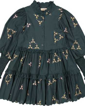 Marmar Dela Light Embroidery Dress Deep Forest Hearts 98 Cm     år