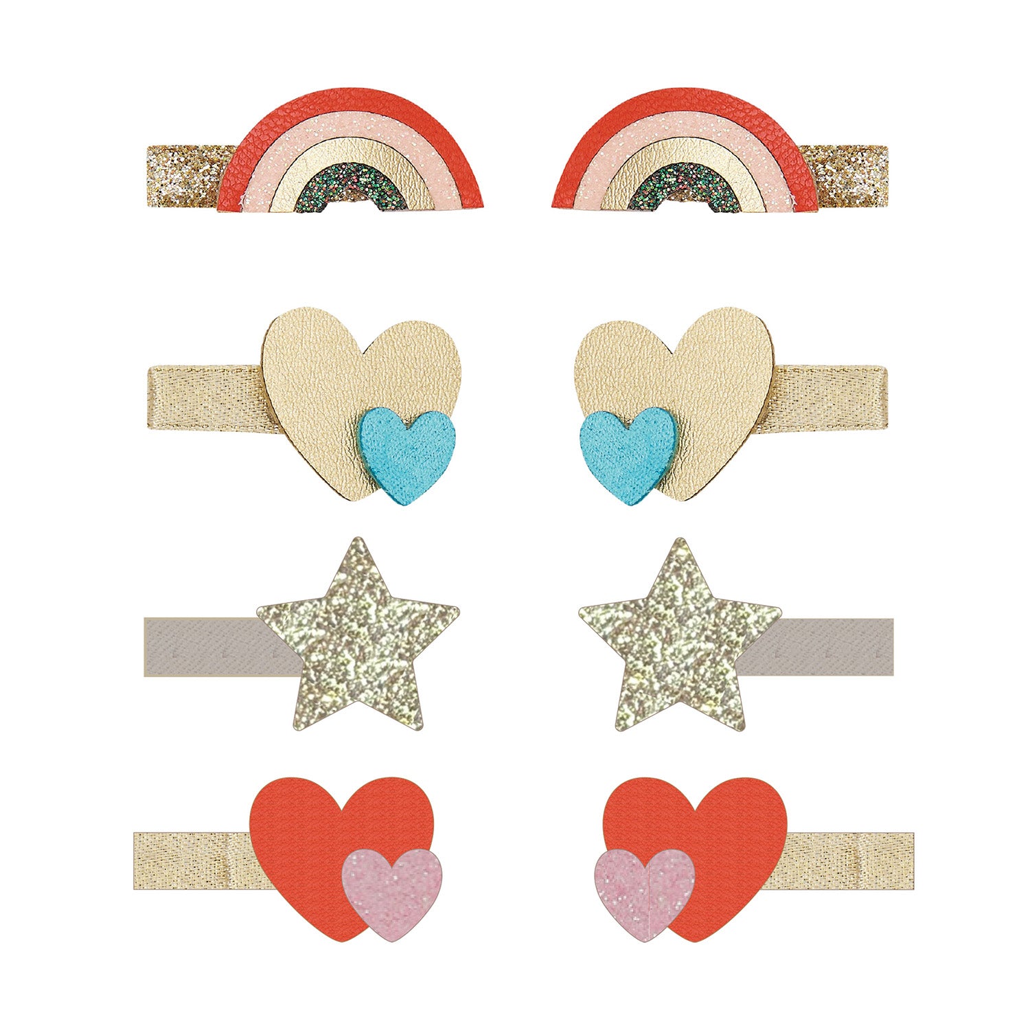 Mimi   Lula   Hårclips Mini Rainbow Heartbeam
