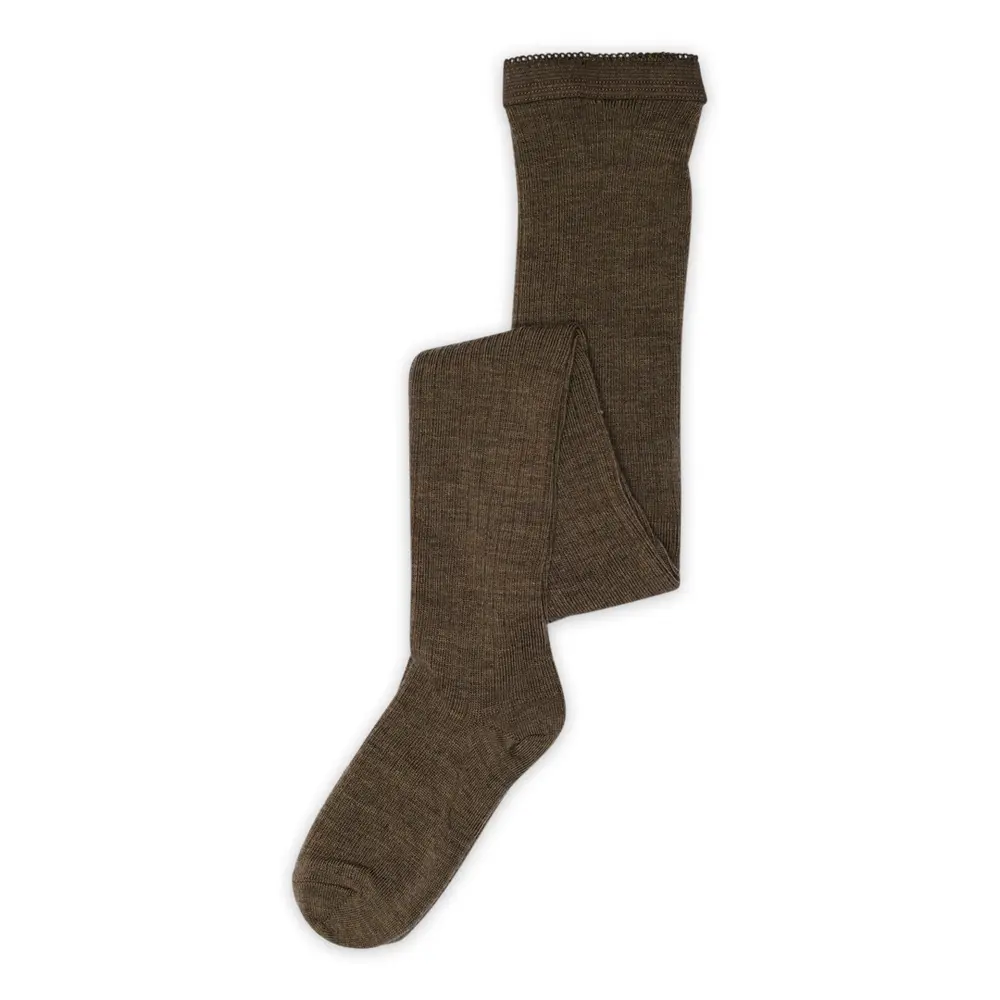 Mp Denmark Uld Strømpebukser Rib Brown 90