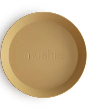 Mushie Rund Tallerken Mustard 2pcs