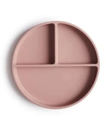 Mushie Skridsikker Silikone Tallerken Tredelt Blush