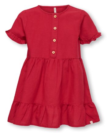 Only Mini Annabell Linen Dress Equestrian Red 92 Cm