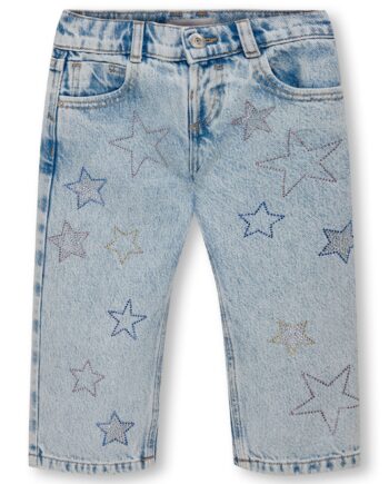 Only Mini Carly Dad Straight Star Denim Jeans Light Blue Denim 92 Cm