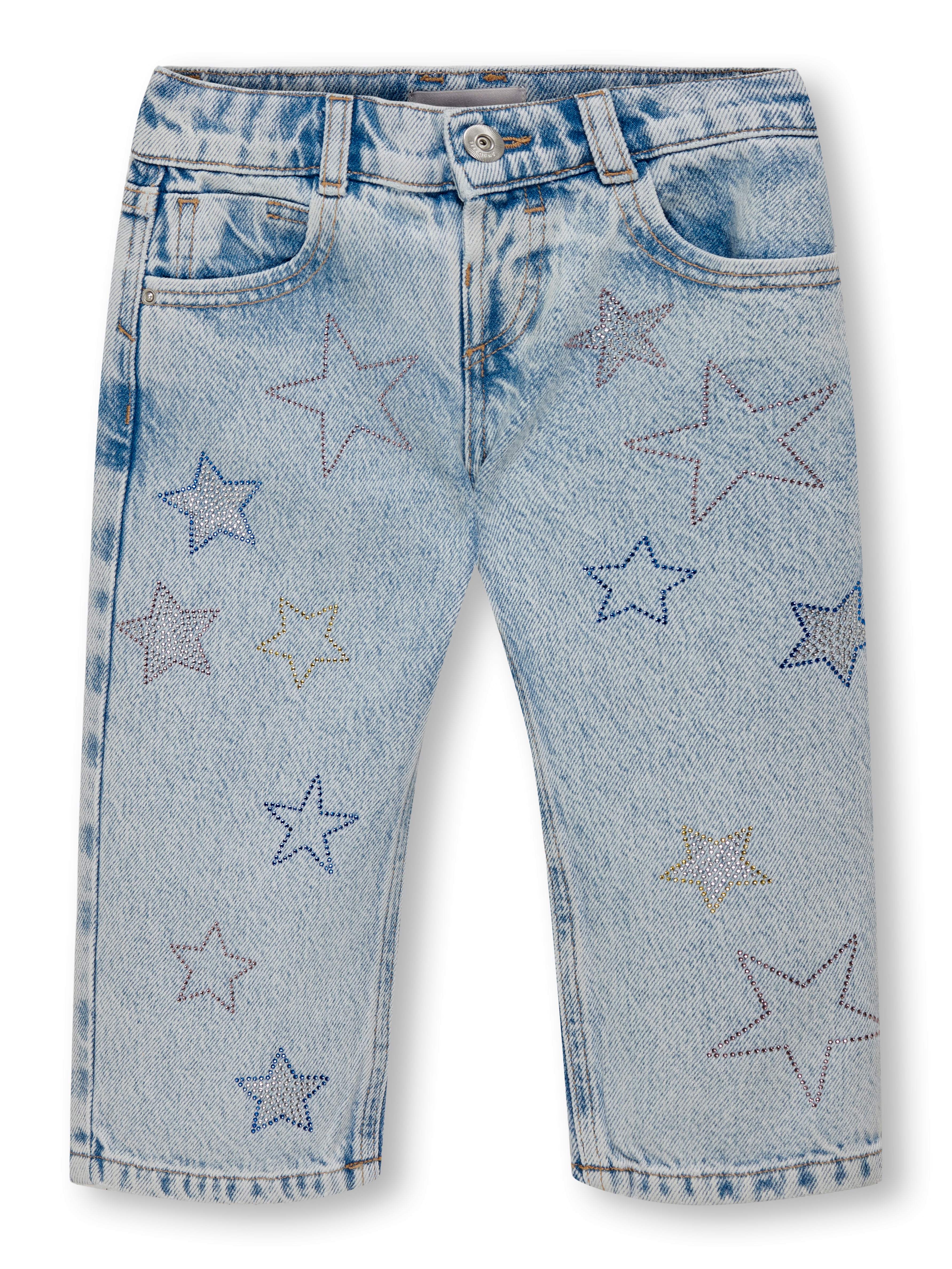 Only Mini Carly Dad Straight Star Denim Jeans Light Blue Denim 92 Cm
