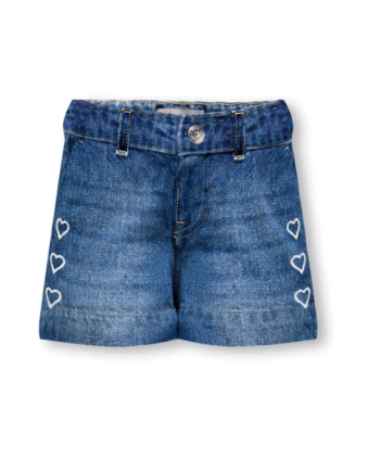 Only Mini Comet Heart Wide Denim Shorts Medium Blue Denim Heart 92 Cm