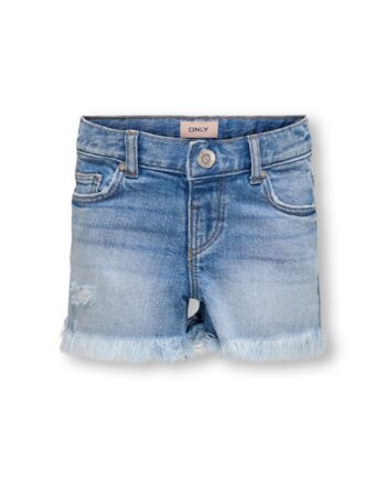 Only Mini Robyn Vintage Palm Denim Shorts Light Blue Denim 92 Cm