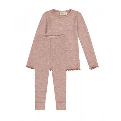 Pigesæt 100 Merino Uld Oeko-texâ Langærmet -shirt Leggings 86 92 Soft Rose