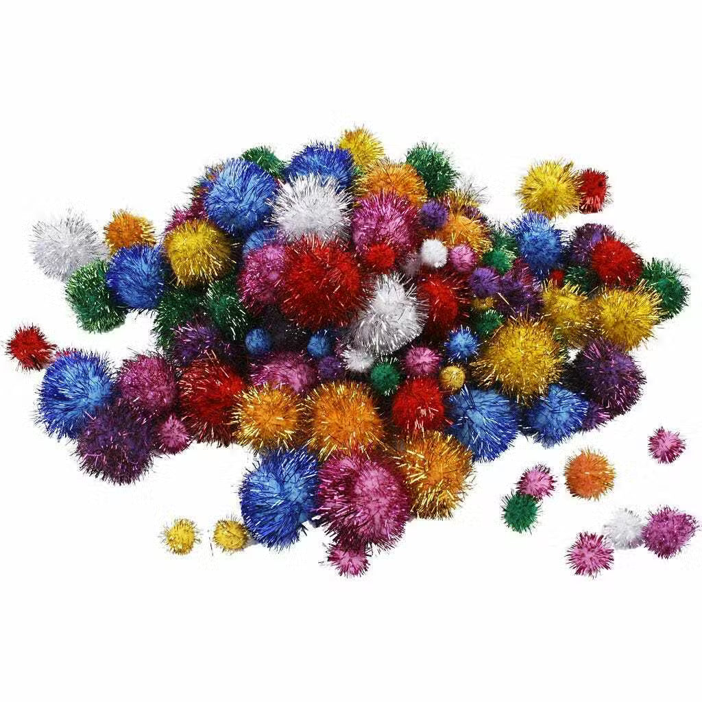 Pomponer Multifarver Glitter