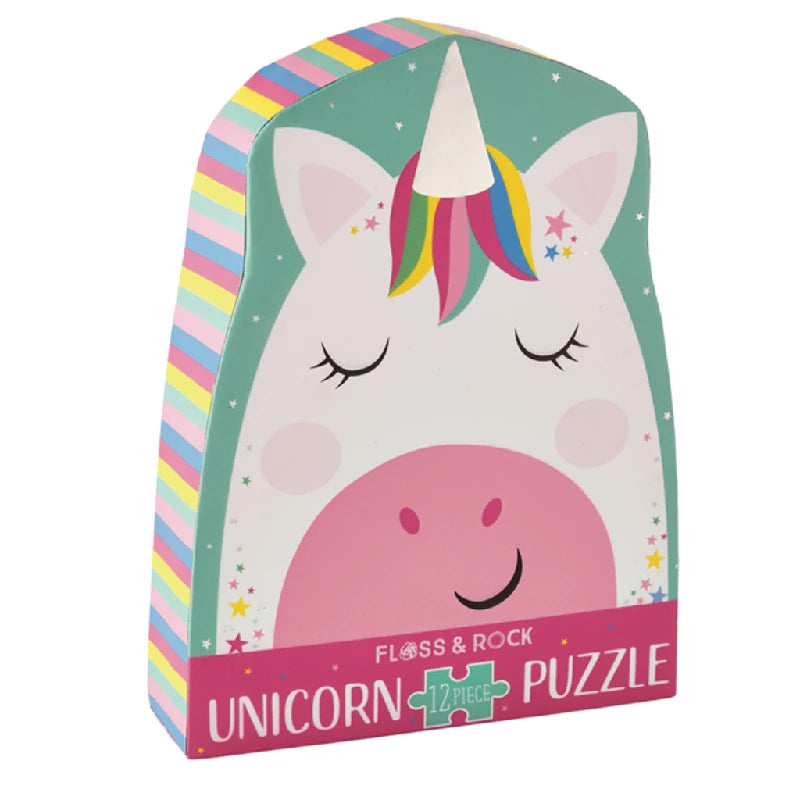 Puslespil    Formet Motiv   æske 12 Brikker Rainbow Unicorn