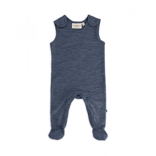 Retro Sparkedragt Med Fod Og Trykknapper På Indersiden Af Benene Til Baby 100 økologisk Merino Uld Navy Melange 56