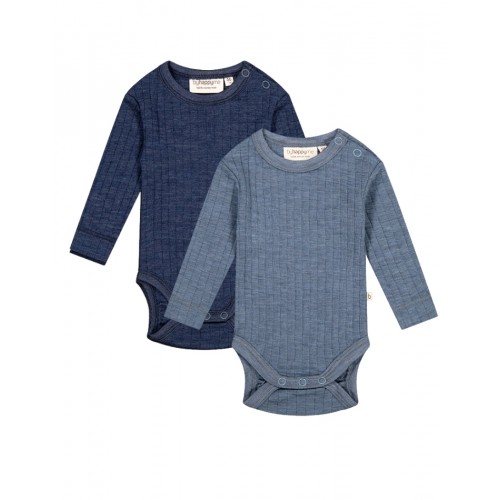 Rib Body Med Rund Hals Og Knapper 100 Merino Uld Oeko-texâ -pak 56 Blue Navy Melange