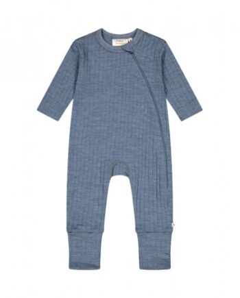Rib Heldragt Med Lynlås   100  Merino Uld  Oeko-texâ  Blue Melange 56