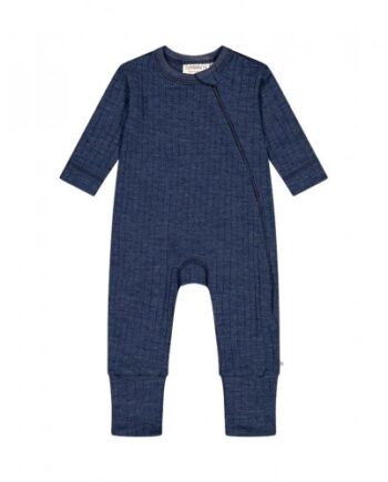 Rib Heldragt Med Lynlås   100  Merino Uld  Oeko-texâ  Navy Melange 56