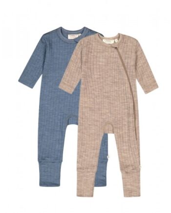 Rib Heldragt Med Lynlås   100  Merino Uld  Oeko-texâ   -pak Beige Melange 56