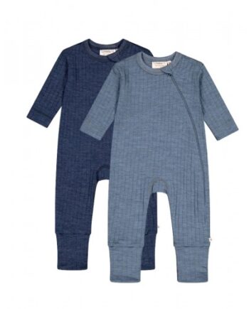 Rib Heldragt Med Lynlås   100  Merino Uld  Oeko-texâ   -pak 56 Blue Navy Melange