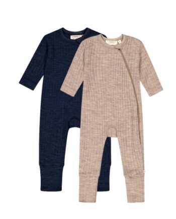 Rib Heldragt Med Lynlås   100  Merino Uld  Oeko-texâ   -pak Navy Melange 74