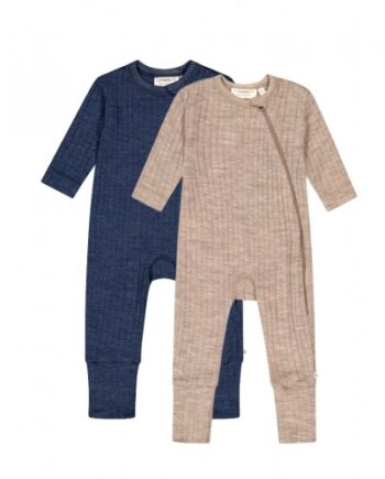 Rib Heldragt Med Lynlås   100  Merino Uld  Oeko-texâ   -pak Navy Melange 56