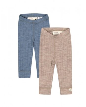Rib Leggings   100  Merino Uld  Oeko-texâ   -pak 56 Beige Blue Melange