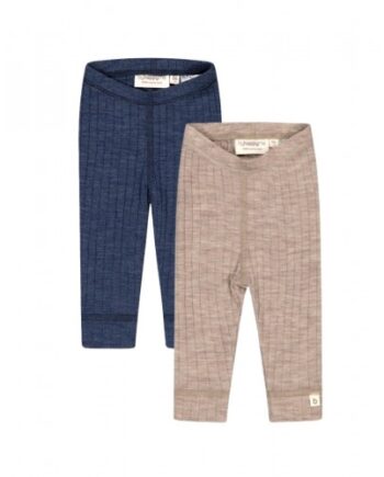 Rib Leggings   100  Merino Uld  Oeko-texâ   -pak 56 Beige Navy Melange