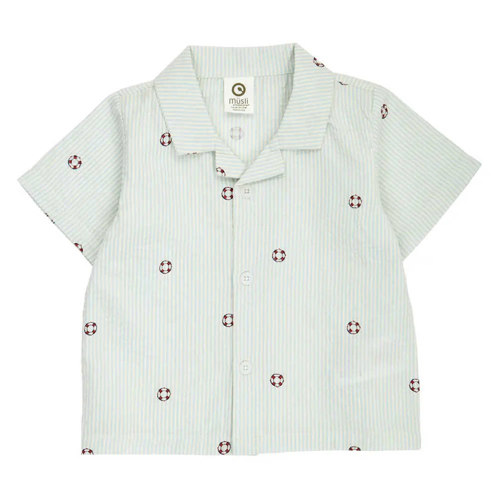 Seersucker Stribede Skjorte Tofu Ocean Mineral Red 80