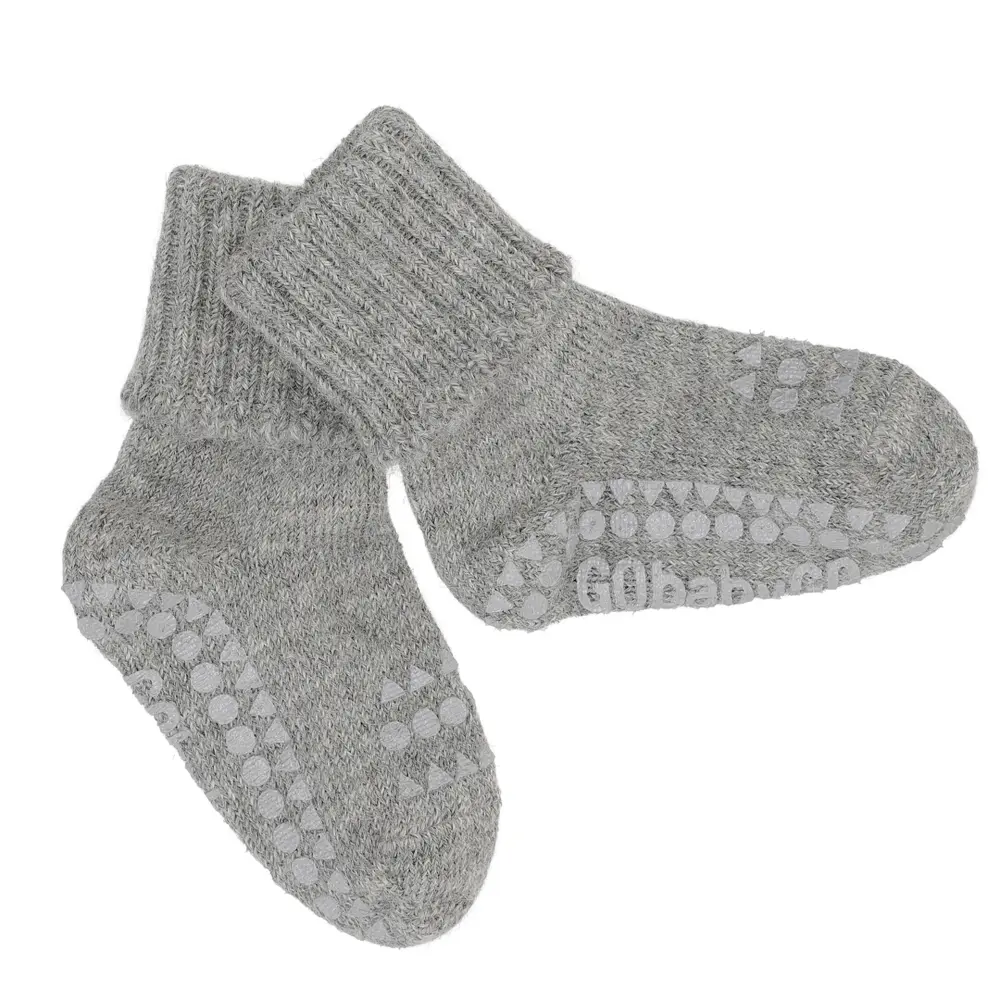Skridsikre Strømper Alpaca Uld Grey Melange -12 Mdr