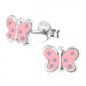 Sommerfugle ørestikker Rosa Med Lilla Dots