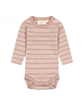 Stribet Body Med Knapper   100  Merino Uld  Oeko-texâ  56 Soft Rose Nature Melange