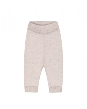 Strik Bukser   100  Merino Uld 62 68 Beige Melange