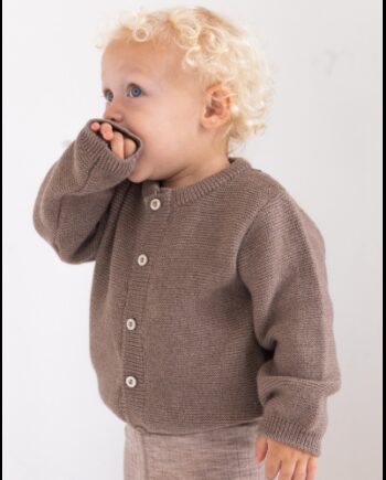 Strik Cardigan   100  Merino Uld Til Baby  Oeko-texâ  50 56 Dark Beige