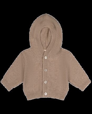 Strik Cardigan Med Hætte   100  Merino Uld 50 56 Dark Beige