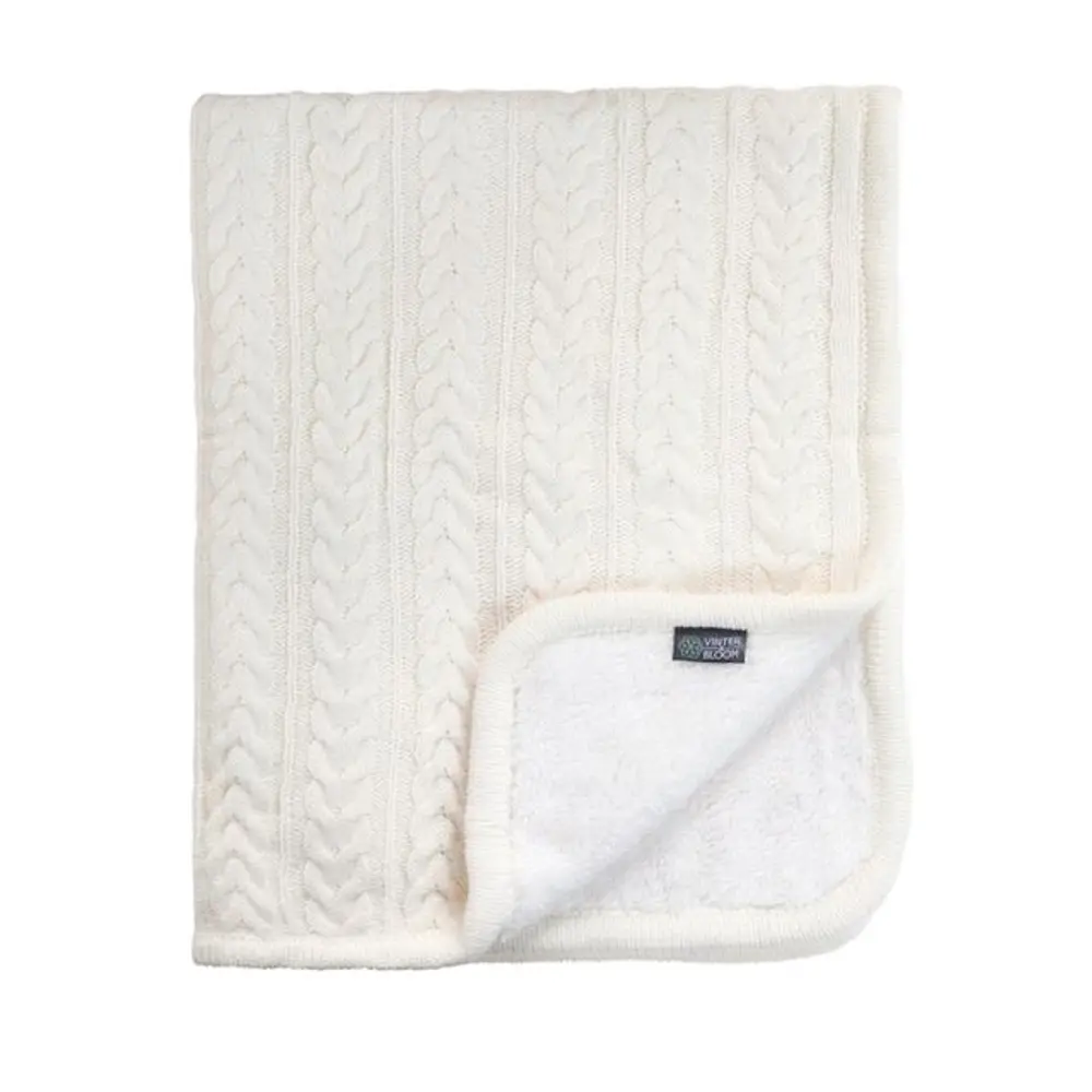 Striktæppe Med Fleece Ivory