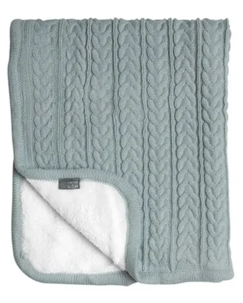 Striktæppe Med Fleece Sage Green