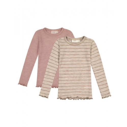 -shirt Med Lange ærmer 100 Merino Uld Oeko-texâ -pak 86 92 Soft Rose Stribe Melange