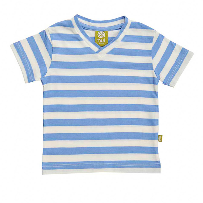 -shirt Med  -hals Blå Stribe