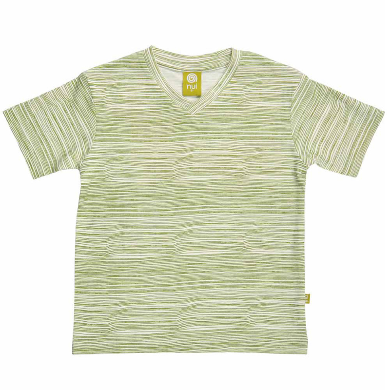 -shirt Med  -hals Grøn Stribe