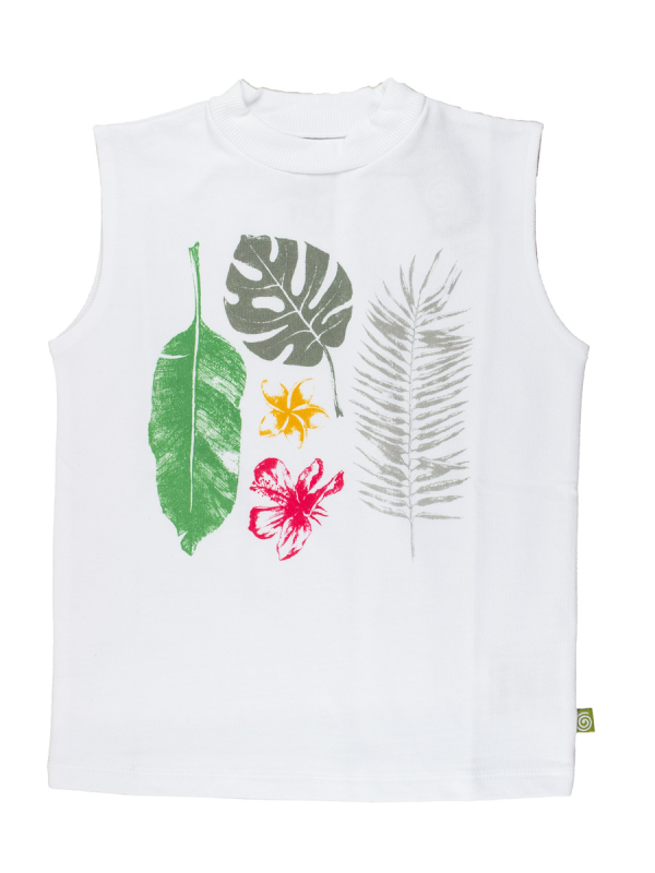 -shirt Uden ærmer Hvid Med Bladprint