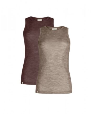 Tank Top Til Dame   100  Merino Uld   -pak   Beige Plum Melange