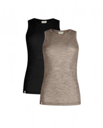 Tank Top Til Dame   100  Merino Uld   -pak   Black Beige Melange