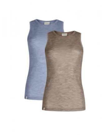 Tank Top Til Dame   100  Merino Uld   -pak   Light Blue Beige Melange