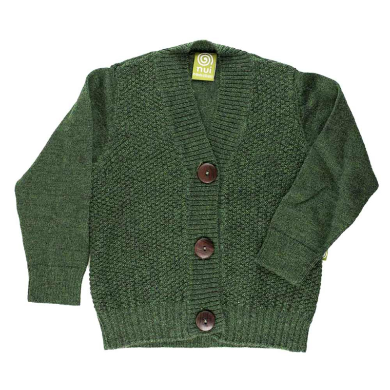 Uld Cardigan Flaskegrøn