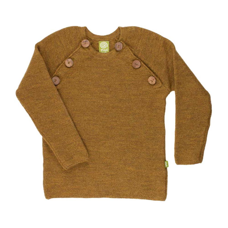Uld Sweater Med Knapper Messing