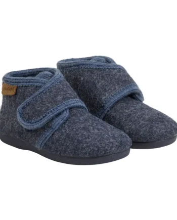 Uldhjemmesko Velcro Navy Melange 29