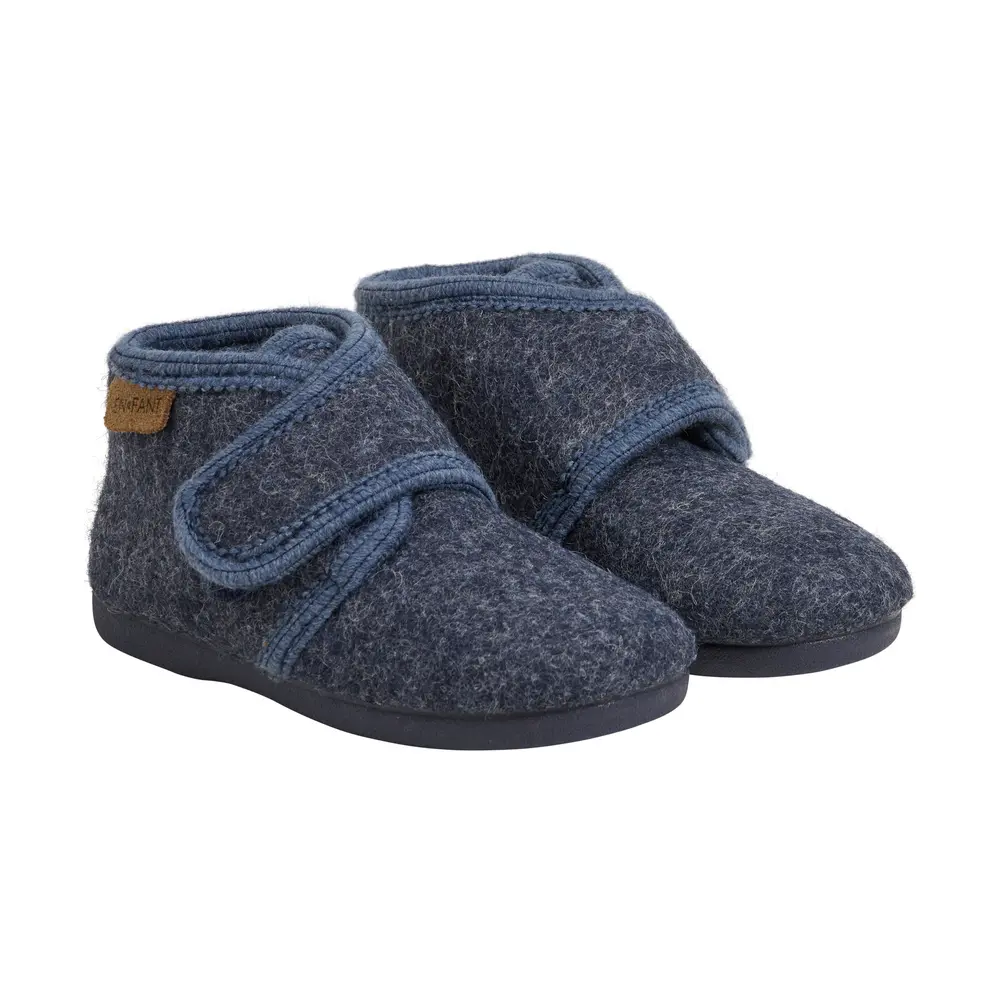 Uldhjemmesko Velcro Navy Melange 29