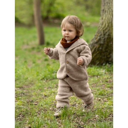 Uldjakke Med Hætte   100  Merino Uld Til Baby 50 56 Sand Melange