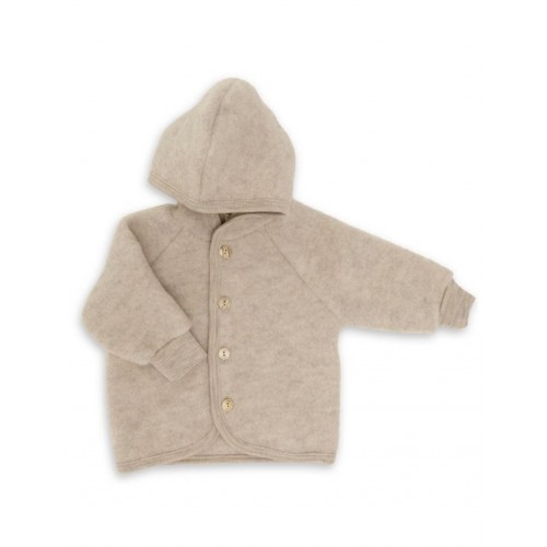 Uldjakke Med Hætte   100  Merino Uld Til Baby 62 68 Sand Melange
