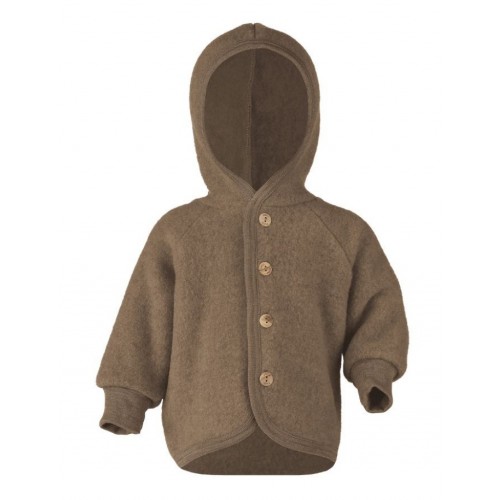 Uldjakke Med Hætte   100  Merino Uld Til Baby 50 56 Walnut Melange
