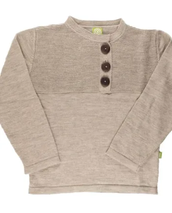 Uldsweater Med Knapper Brun