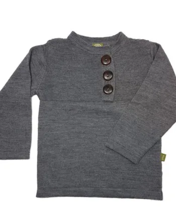 Uldsweater Med Knapper Gråmeleret