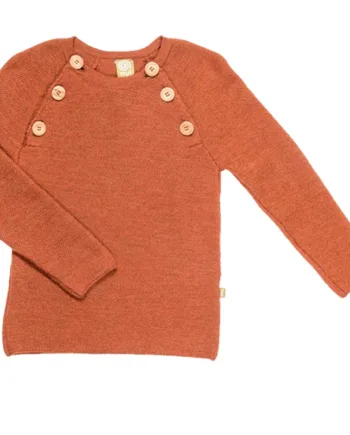 Uldsweater Med Knapper Kobberfarvet