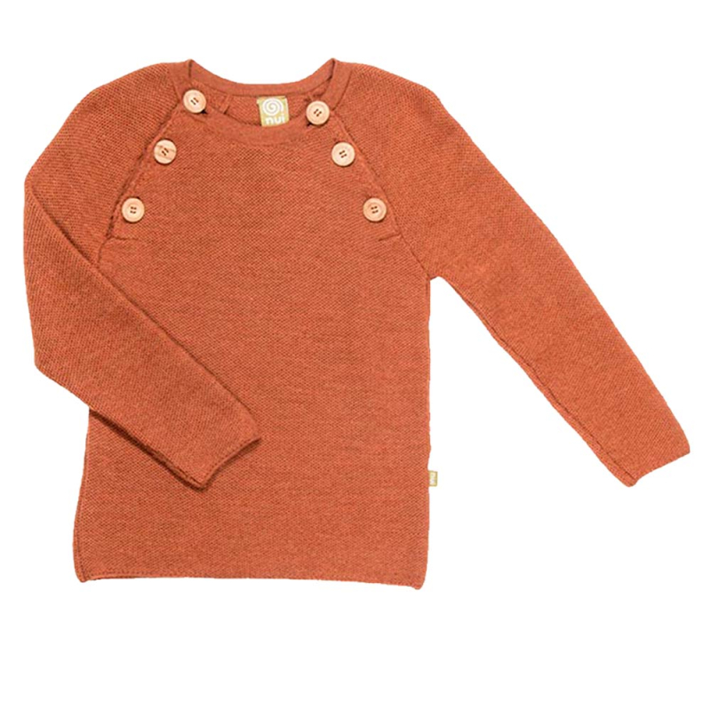 Uldsweater Med Knapper Kobberfarvet